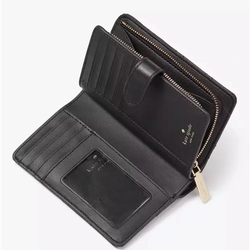 KATE SPADE Carey Medium Compact Bifold Wallet BLACK COLOR